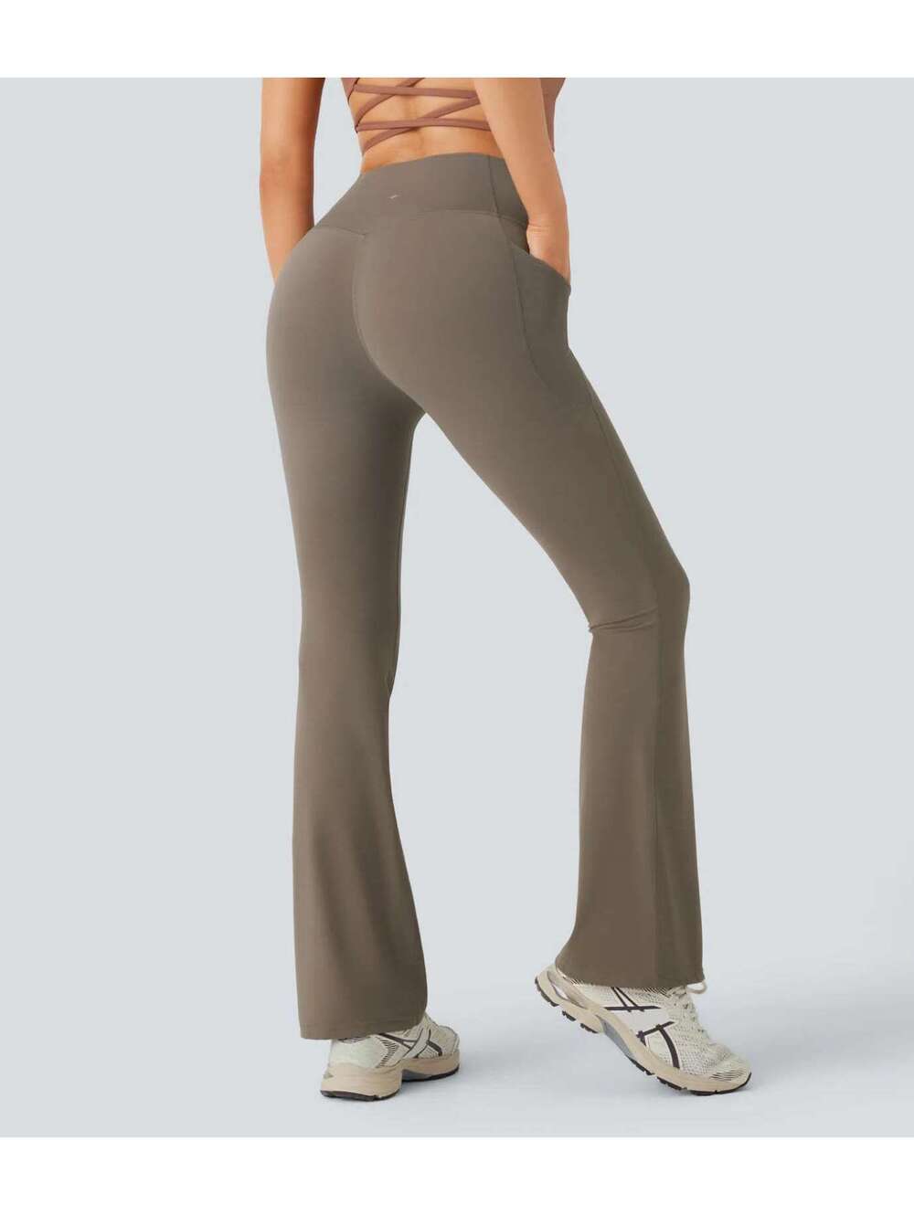 Halara UltraSculpt High Waisted Tummy Control Bootcut Leggings Brown Size Large